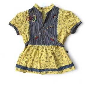 Yellow Floral Embroidery Shirt